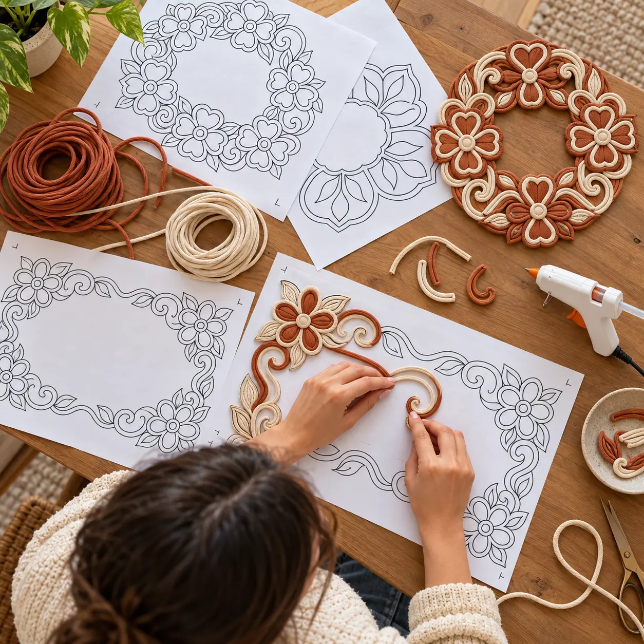 Moldes, materiais e peças florais em produção